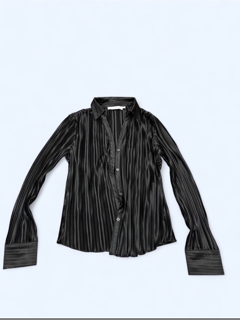 Astr Black Pleated Button-Down Shirt